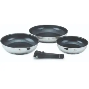 LAGUIOLE CUISSON - Set de 3 poêles inox amovible 20/24/28cm antiadhésif - Réactif pas cher