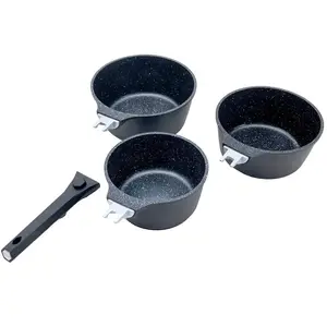 LAGUIOLE CUISSON - Set de 3 casseroles noir amovible 16/18/20cm - Aliz...