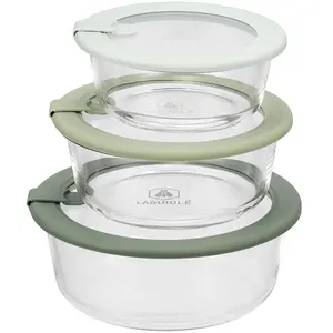 LAGUIOLE CUISSON - Lot de 3 boîtes en verre rondes avec couvercle 400/650/950ml pas cher