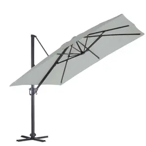 Parasol mat déporté en aluminium Luxe King 3x3 m - OZALIDE - Gris - Ca... pas cher