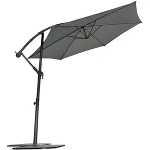 PROVENCE OUTILLAGE Parasol alu mat déporté 3m gris anthraci pas cher