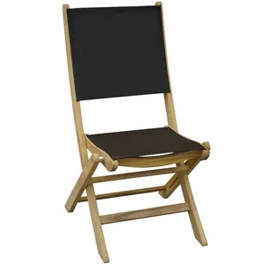 PROLOISIRS Chaise Pliante - Newton - Teck Fsc 100% - Assise Et Dossier En Tpep Noir pas cher