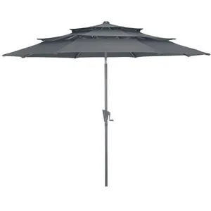 PROLOISIRS Parasol droit en aluminium 3 strates inclinable manivelle 300/6 cm - grey/grisVendu parrakuten