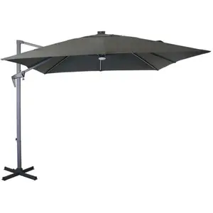 PROLOISIRS Parasol Déporté Inclinable Nh 2,7 X 2,7m - Gris/Gris - Avec Led - Manivelle Grade 6 pas cher