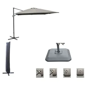 PROLOISIRS Set d'ombrage complet (1 parasol déporté NH 3x3 + 1 housse + 1 lestage) - taupeVendu parrakuten