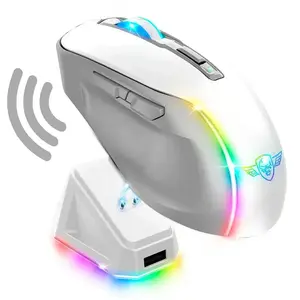 SPIRIT OF GAMER Souris sans fil avec socle de recharge - Blanche - Gaming - ELITE-M50 - LED - Personnalisable - Boutons programmables pas cher