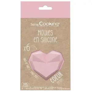 Comparateur de prix : 6 moules en silicone - Diamant Coeur - ScrapCooking