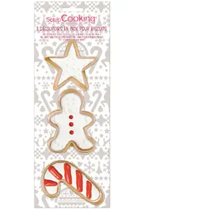 ScrapCooking 3 Découpoirs Inox Dorés Gingerman/Candy Cane/ÉtoileVendu parbol