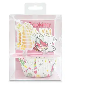 SCRAPCOOKING Caissettes cupcake et muffin + Cake Toppers Licorne 24 pièces pas cher