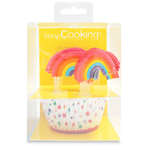 ScrapCooking Baking Cups & Toppers Regenboog Set/24