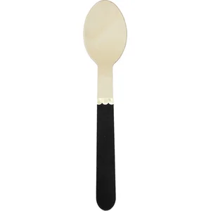 PARTYPRO - 8 Kleine zwarte houten lepels 16 cm pas cher