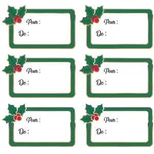Mes 12 petites etiquettes adhesives houx de noel pas cher