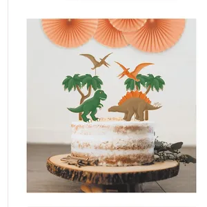 SANS 6 PICS DÉCO DINOSAURE GÂTEAU 20CM Multicolore pas cher
