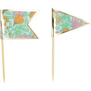 PARTYPRO - 10 Liberty taartprikkers 10 cm van hout - Geel / Oranje pas cher