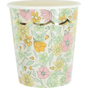 PARTYPRO - 8 feestelijke kartonnen bekers shabby goud 200 ml liberty b... pas cher