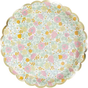 PARTYPRO - 8 Festoenrandige Kartonnen Shabby Gouden Borden 23 cm met B... pas cher