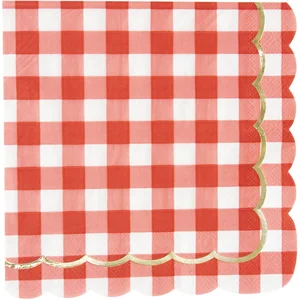 16 SERVIETTES DE TABLE JETABLE PAPIER FESTONNÉ GUINGUETTE PARTY 33CM R... pas cher