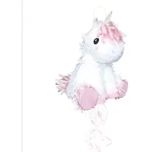 piñata à tirer baby licorne assise 50cm blanc - 40119055 pas cher
