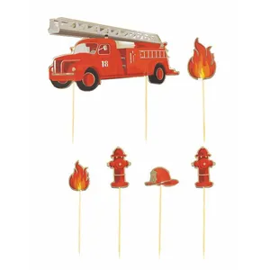 PARTYPRO - 6 brandweerman taartdecoraties pas cher