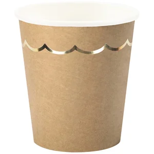 PARTYPRO 8 GOBELETS CARTON LISERÉ OR 20CL KRAFT pas cher