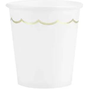 8 GOBELETS CARTON LISERÉ OR 20CL BLANC pas cher
