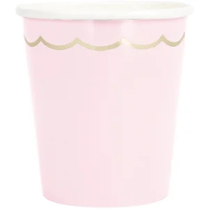Gobelets Festonnes 200 Ml Rose Pastel Et Or 8 Pcs pas cher