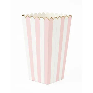 PARTY PRO Boite alimentaire modele pop-corn avec rayure - Rose - Lot de 8 pas cher