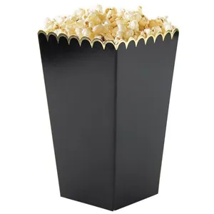 PARTYPRO 8 Boîtes à pop-corn noires et or 12,5 x 7 cm - Noir pas cher
