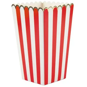PARTYPRO Boite alimentaire modele circus -corn avec rayure - Rouge - Lot de 8 pas cher