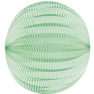 Lampion - Party Pro - 50218M - Vert menthe - 20 cm - Papier gaufré - Décoration de fête pas cher