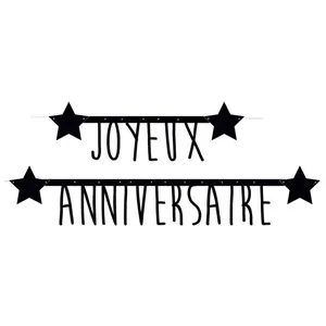 PARTYPRO - Zwarte slinger Joyeux Anniversaire 1,60 m pas cher