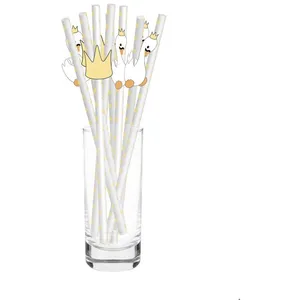 PARTYPRO 10 Pailles Bébé Cygne en carton - Jaune - Lot de 10 - Décoration de table pour anniversaire ou baby shower pas cher