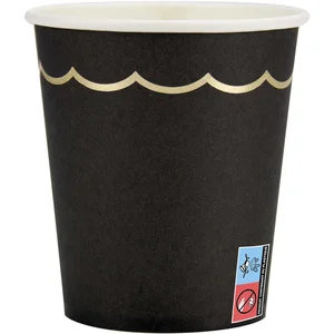 PARTYPRO Gobelets en carton - Non spécifié - Noir et or - 200 ml - Lot de 8 - Festonnés pas cher