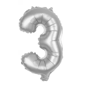 Party Pro 333773 Ballon mylar 36cm CHIFFRE 3 Argent pas cher
