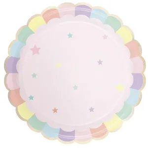 Assiettes en carton festonnées rose pastel - PARTY PRO - Lot de 8 - En... pas cher