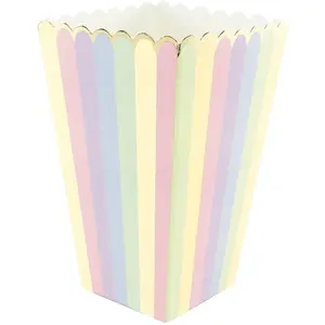 PARTYPRO - 8 Regenboog en Goud Popcorn Doosjes 12,5 x 7 cm van Karton pas cher