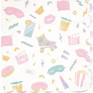 PARTYPRO - 16 gescoorde pyjamafeest papieren servetten 33 x 33 cm iriserend