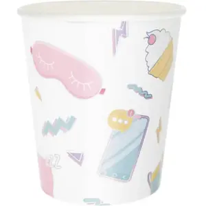 PARTYPRO - 8 Pyjama Party Bekers 200 ml met girly motieven