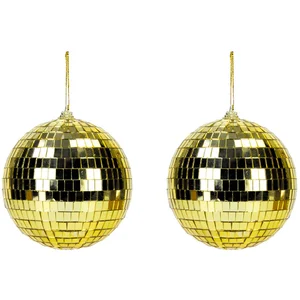 Party Pro 3330910G Lot de 2 petites Boules à facettes 10cm à suspendre Or pas cher