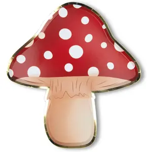 PARTYPRO - 8 rood-witte paddestoel papieren borden 23 cm met stippen