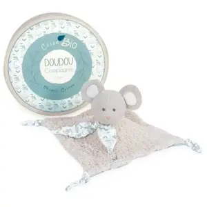 Doudou plat en coton Bio - Souris grise Gris Doudou et Compagnie - Par... pas cher
