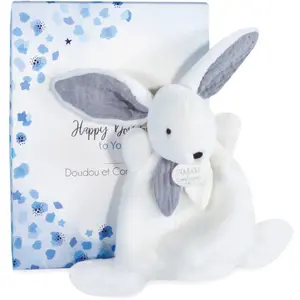 Doudou et Compagnie - Mini Doudou Lapin - Happy Glossy - Gris - 17 cm ... pas cher