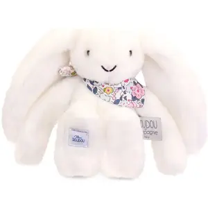 Doudou et Compagnie Peluche Lapin Fleurette Blanc 25 Cm pas cher