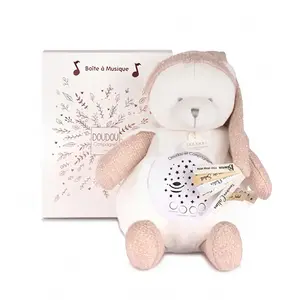 Veilleuse musicale projection d'étoiles ours rose pas cher