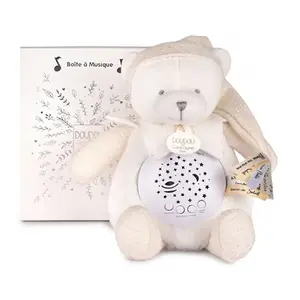 Veilleuse musicale projection d'étoiles ours blanc pas cher