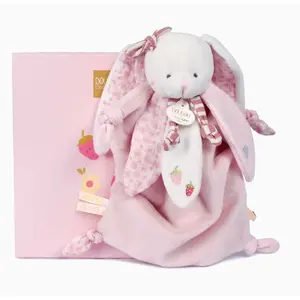 Doudou Lapin Vanille Fraise rose (25 cm) pas cher
