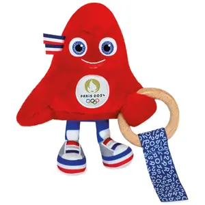 Mascotte Doudou et Compagnie Hochet avec anneau bois pas cher