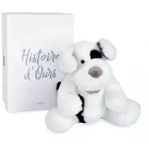Peluche chien assis - HISTOIRE D'OURS - Noopy - Blanc - 30 cm pas cher