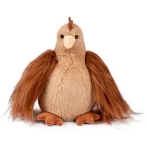 Doudou et Compagnie Peluche Poule Poulette marron roux 20 cm