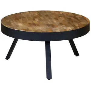 WOODY Table basse style industriel en métal et teck recyclé marron - L 76 x l 76 cm pas cher